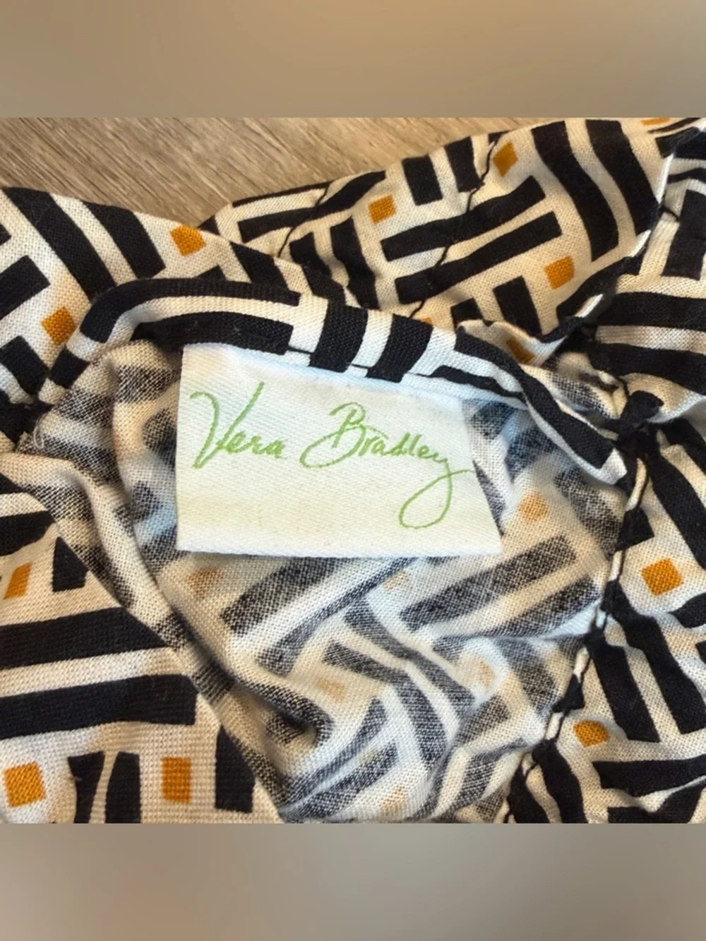 Like new Vera Bradley Geometric Black White Yellow Accessory Drawstring Dust Bag